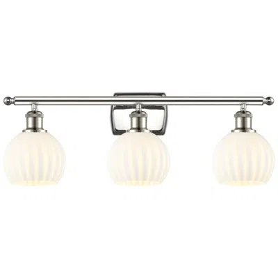 Innovations Lighting Ballston 26"w 3 Light Polished Nickel Bath Light W/ White Venetian Sha In Silver