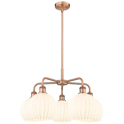 Innovations Lighting Ballston 26"w 5 Light Copper Stemmed Chandelier W/ White Venetian Shad