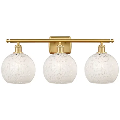 Innovations Lighting Ballston 28" Wide 3 Light Satin Gold Bath Light With White Mouchette S