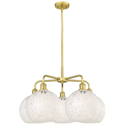Innovations Lighting Ballston 28"w 5 Light Gold Stemmed Chandelier W/ White Mouchette Shade