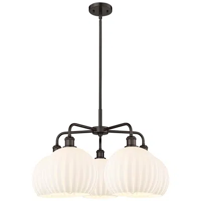 Innovations Lighting Ballston 28"w 5 Light Oiled Bronze Stemmed Chandelier W/ Venetian Shad In Black
