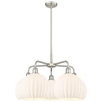 Innovations Lighting Ballston 28"w 5 Light Satin Nickel Stemmed Chandelier W/ Venetian Shad