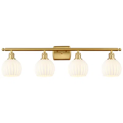 Innovations Lighting Ballston 36" Wide 4 Light Satin Gold Bath Light With White Venetian Sh