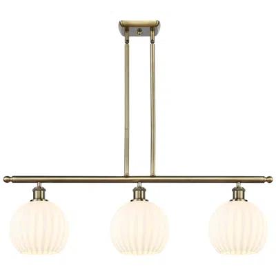 Innovations Lighting Ballston 36"w 3 Light Antique Brass Stem Island Light W/ 8" Venet