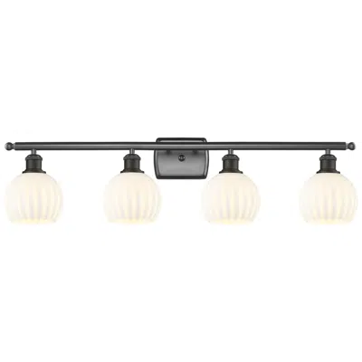Innovations Lighting Ballston 36"w 4 Light Oil Rubbed Bronze Bath Light W/ White Venetian S In Black