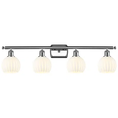 Innovations Lighting Ballston 36"w 4 Light Polished Chrome Bath Light W/ White Venetian Sha In Silver