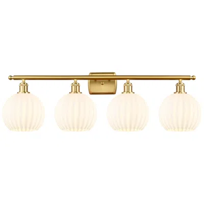 Innovations Lighting Ballston 38" Wide 4 Light Satin Gold Bath Light With White Venetian Sh