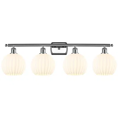 Innovations Lighting Ballston 38"w 4 Light Polished Chrome Bath Light W/ White Venetian Sha In Silver