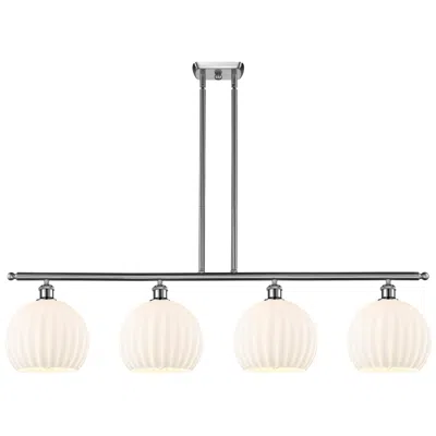 Innovations Lighting Ballston 48.25"w 4 Light Satin Nickel Stem Island Light W/ Venetian Sh