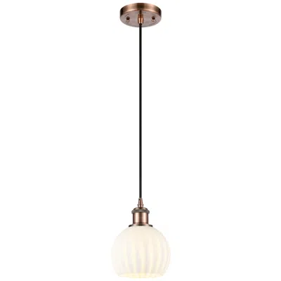 Innovations Lighting Ballston 6" Wide Antique Copper Corded Mini Pendant W/ White Venetian In Brown
