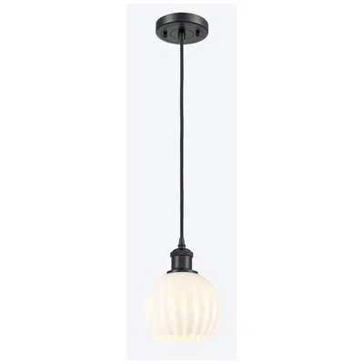 Innovations Lighting Ballston 6" Wide Matte Black Cord Hung Mini Pendant W/ White Venetian