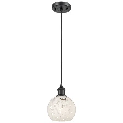 Innovations Lighting Ballston 6" Wide Matte Black Corded Mini Pendant W/ White Mouchette Sh