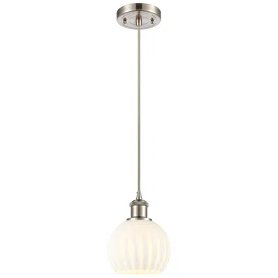 Innovations Lighting Ballston 6"w Satin Nickel Corded Mini Pendant W/ White Venetian Shade