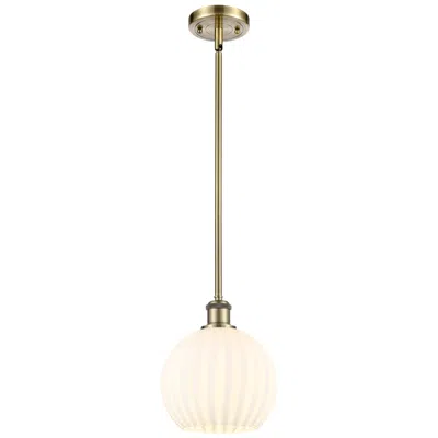 Innovations Lighting Ballston 8" Wide Antique Brass Stemmed Mini Pendant W/ White Venetian In Gold