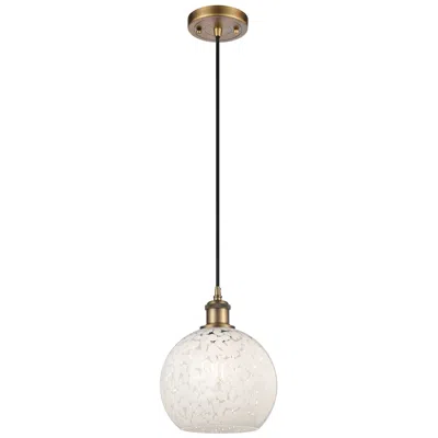 Innovations Lighting Ballston 8" Wide Brushed Brass Corded Mini Pendant W/ White Mouchette