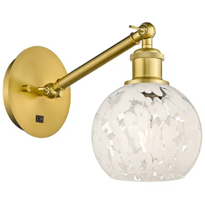 Innovations Lighting Ballston 8"h Gold Vertically Adjustable Sconce W/ White Mouchette Shad