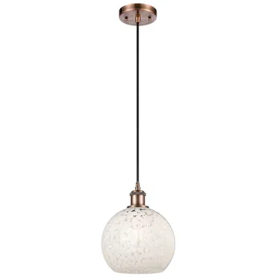 Innovations Lighting Ballston 8"w Antique Copper Corded Mini Pendant W/ White Mouchette Sha