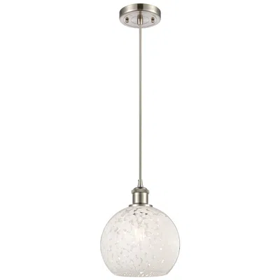 Innovations Lighting Ballston 8"w Satin Nickel Corded Mini Pendant W/ White Mouchette Shade