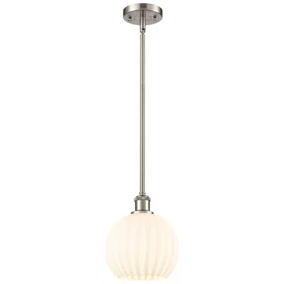 Innovations Lighting Ballston 8"w Satin Nickel Stemmed Mini Pendant W/ White Venetian Shade