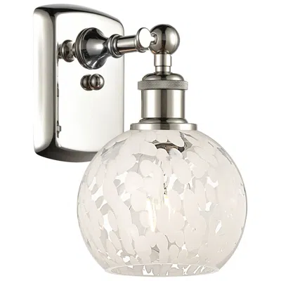 Innovations Lighting Ballston 9" High Polished Nickel Sconce With White Mouchette Shade In Silver