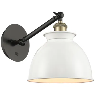 Innovations Lighting Ballston Adirondack 8" Incandescent Sconce - Black Brass - White Shade