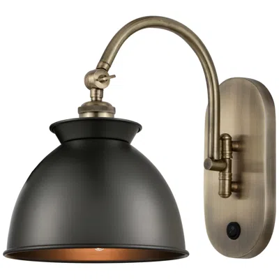 Innovations Lighting Ballston Adirondack 8" Incandescent Sconce - Brass Finish - Black Shad