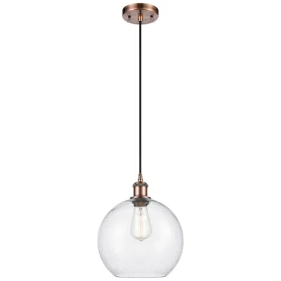 Innovations Lighting Ballston Athens 10" Antique Copper Cord Hung Mini Pendant W/ Seedy Sha