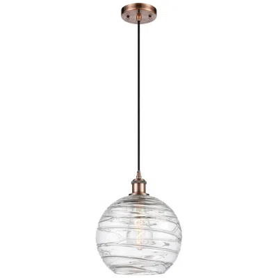 Innovations Lighting Ballston Athens 10" Antique Copper Corded Mini Pendant W/ Deco Swirl S