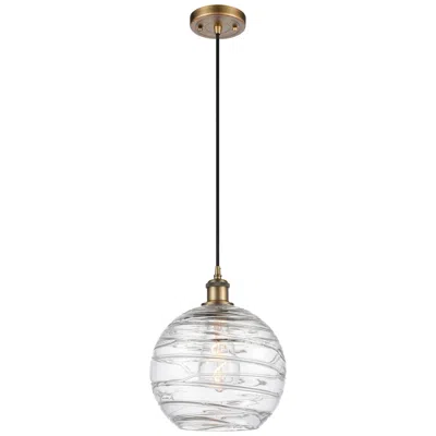 Innovations Lighting Ballston Athens 10" Brushed Brass Corded Mini Pendant W/ Deco Swirl Sh