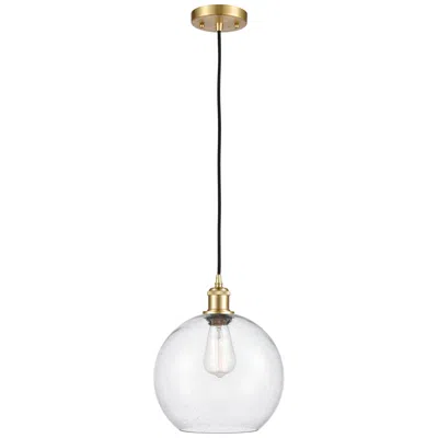 Innovations Lighting Ballston Athens 10" Satin Gold Cord Hung Mini Pendant W/ Seedy Shade