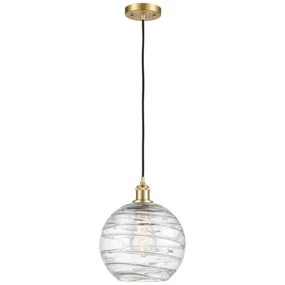Innovations Lighting Ballston Athens 10" Satin Gold Corded Mini Pendant W/ Deco Swirl Shade
