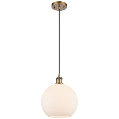 Innovations Lighting Ballston Athens 10" Wide Brushed Brass Corded Mini Pendant W/ White Sh