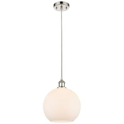 Innovations Lighting Ballston Athens 10" Wide Polished Nickel Corded Mini Pendant W/ White