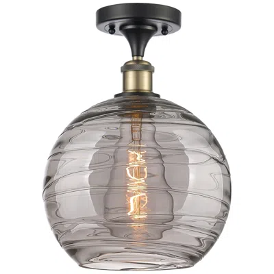 Innovations Lighting Ballston Athens 10"w Black Antique Brass Semi-flush W/ Smoke Swirl Sha