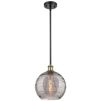 Innovations Lighting Ballston Athens 10"w Black Brass Stemmed Mini Pendant W/ Smoke Swirl S