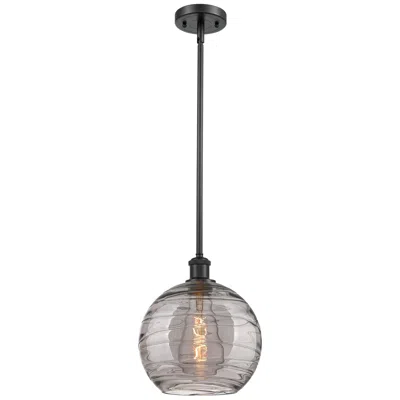 Innovations Lighting Ballston Athens 10"w Matte Black Stemmed Mini Pendant W/ Smoke Swirl S