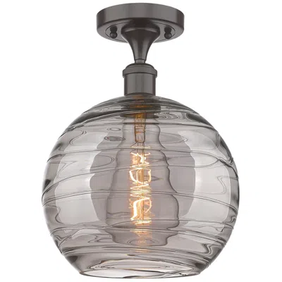 Innovations Lighting Ballston Athens 10"w Oiled Bronze Semi-flush Mount W/ Smoke Swirl Shad