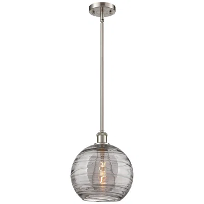 Innovations Lighting Ballston Athens 10"w Satin Nickel Stemmed Mini Pendant W/ Smoke Swirl