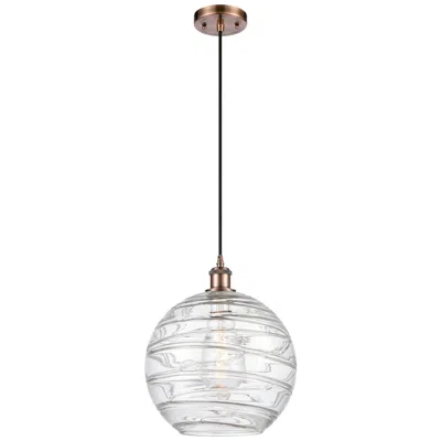 Innovations Lighting Ballston Athens 12" Antique Copper Corded Mini Pendant W/ Deco Swirl S