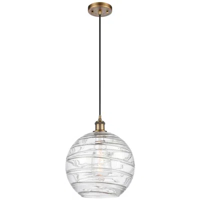 Innovations Lighting Ballston Athens 12" Brushed Brass Corded Mini Pendant W/ Deco Swirl Sh