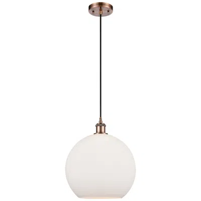 Innovations Lighting Ballston Athens 12" Led Mini Pendant - Antique Copper - Matte White Sh