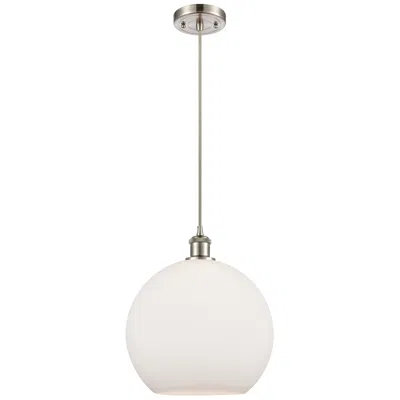 Innovations Lighting Ballston Athens 12" Led Mini Pendant - Brushed Satin Nickel - Matte Wh