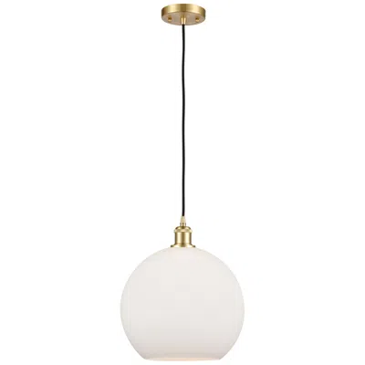 Innovations Lighting Ballston Athens 12" Led Mini Pendant - Satin Gold - Matte White Shade
