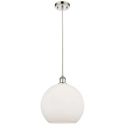 Innovations Lighting Ballston Athens 12" Mini Pendant - Polished Nickel - Matte White Shade