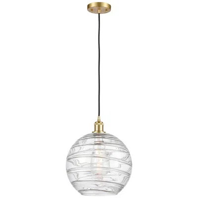 Innovations Lighting Ballston Athens 12" Satin Gold Corded Mini Pendant W/ Deco Swirl Shade