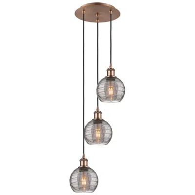 Innovations Lighting Ballston Athens 12.38"w 3-light Copper Corded Pendant W/ Smoke Swirl S