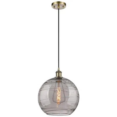 Innovations Lighting Ballston Athens 12"w Antique Brass Corded Mini Pendant W/ Smoke Swirl