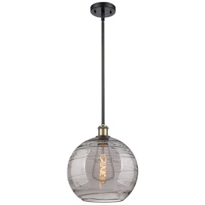 Innovations Lighting Ballston Athens 12"w Black Brass Stemmed Mini Pendant W/ Smoke Swirl S