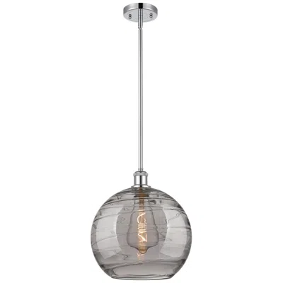 Innovations Lighting Ballston Athens 12"w Chrome Stemmed Mini Pendant W/ Smoke Swirl Shade