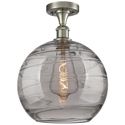 Innovations Lighting Ballston Athens 12"w Satin Nickel Semi-flush Mount W/ Smoke Swirl Shad